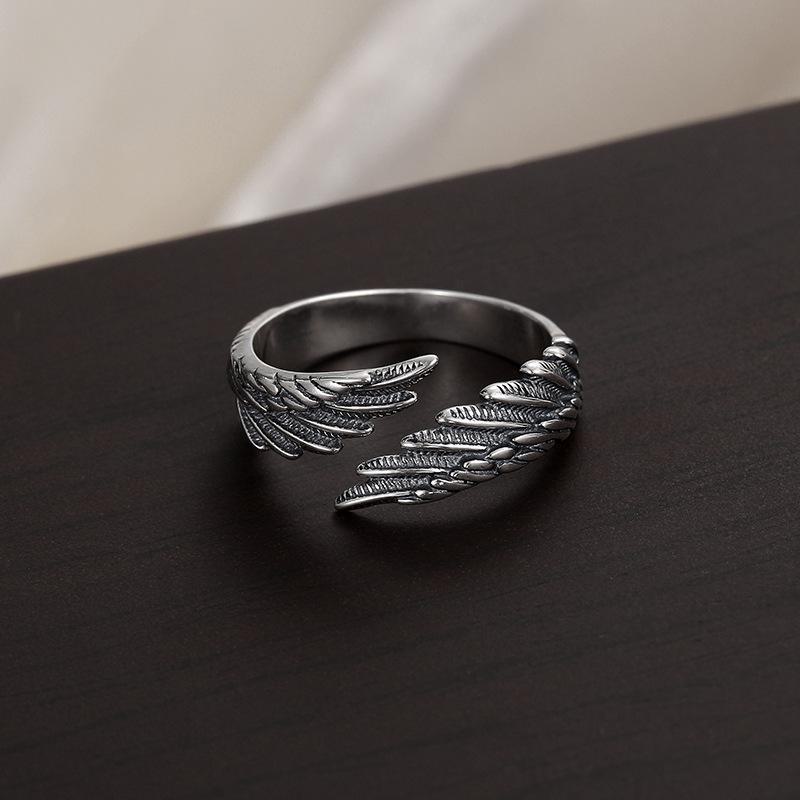 Banyan Tree S925 Silver Korean Angel Wing Feather Ring