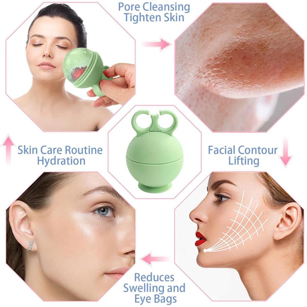 Ice Face Mould Silicone Face Ice Mould Spherical Face Ice Mould Roller For Face Women Reusable Green