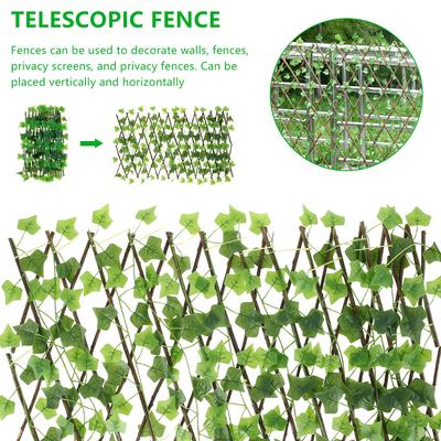 230cm Artificial Ivy Green Leaves Wooden Fence Faux Privacy Fence Screen Panels for Home Wall Garden Balcony Decoration