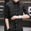 2025 Men's Five-Sleeve Loose Shirt - Japanese Hong Kong Style, Summer Casual Jacket, Trendy and Versatile