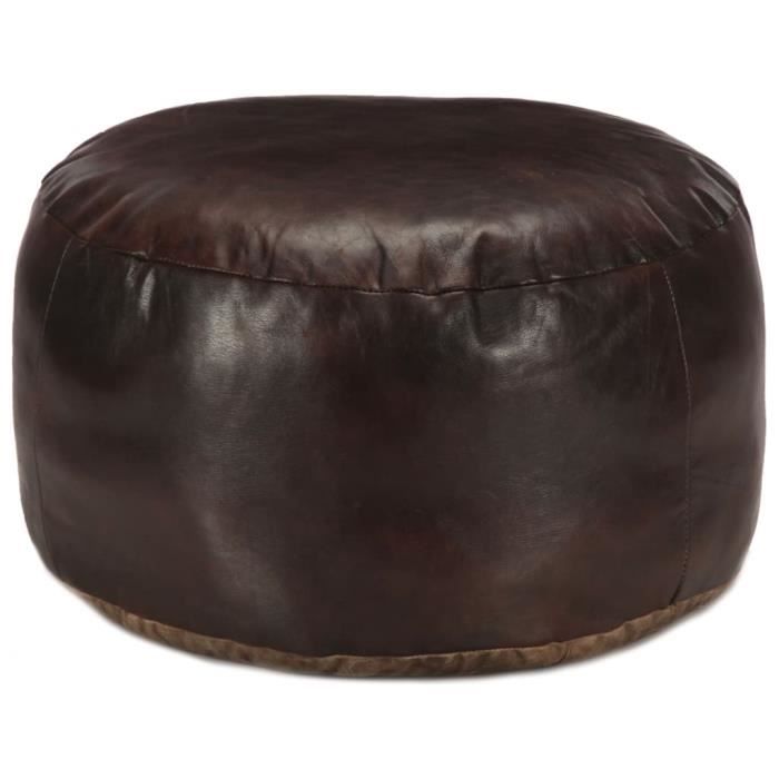 VidaXL Pouf 60 x 30 cm Marron foncé Cuir véritable de chèvre