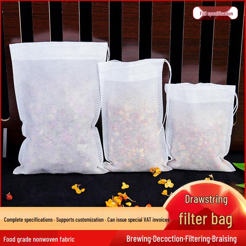 Full-size Disposable Non-woven Drawstring Tea and Decoction Filter Bag 5x7cm