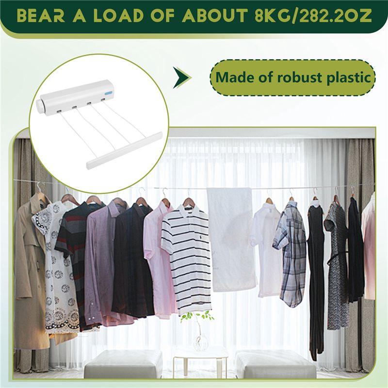 ABBY-Retractable Clothesline Telescopic Indoor Outdoor Wall Mounted Clothes Dryer Line Drying Rope Hanger