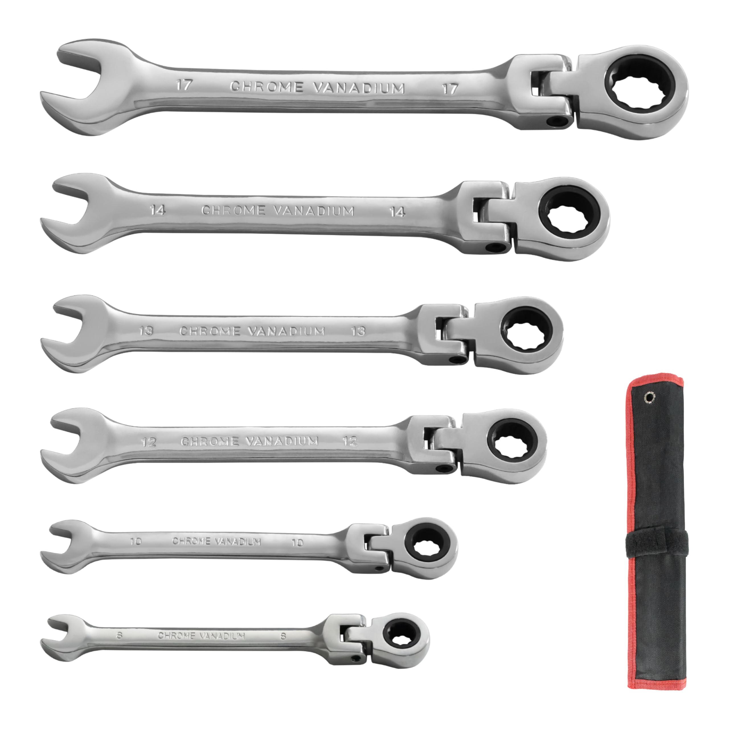 

GOODRIG Ratchet Wrench Set of Rotating Ideal for Automotive and Includes Storage Bag 6, 180-Degree Ratchet, 72-Gear Design, Assembly, Construction,