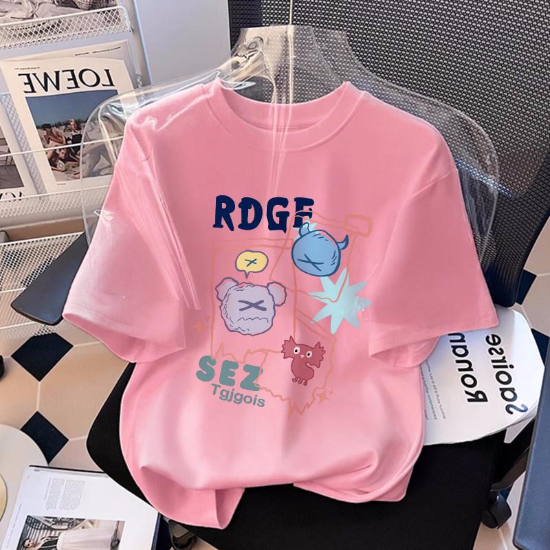 Cute Rabbit Smiling Face Printed White Pure Cotton Children's T-shirt New Popular Summer Loose Top Parent-child T-shirt