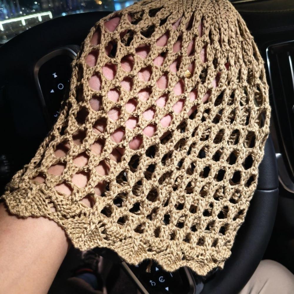 Openwork Knitted Hat Breathable Beanie Hat Elegant Pullover Hat Spring Summer