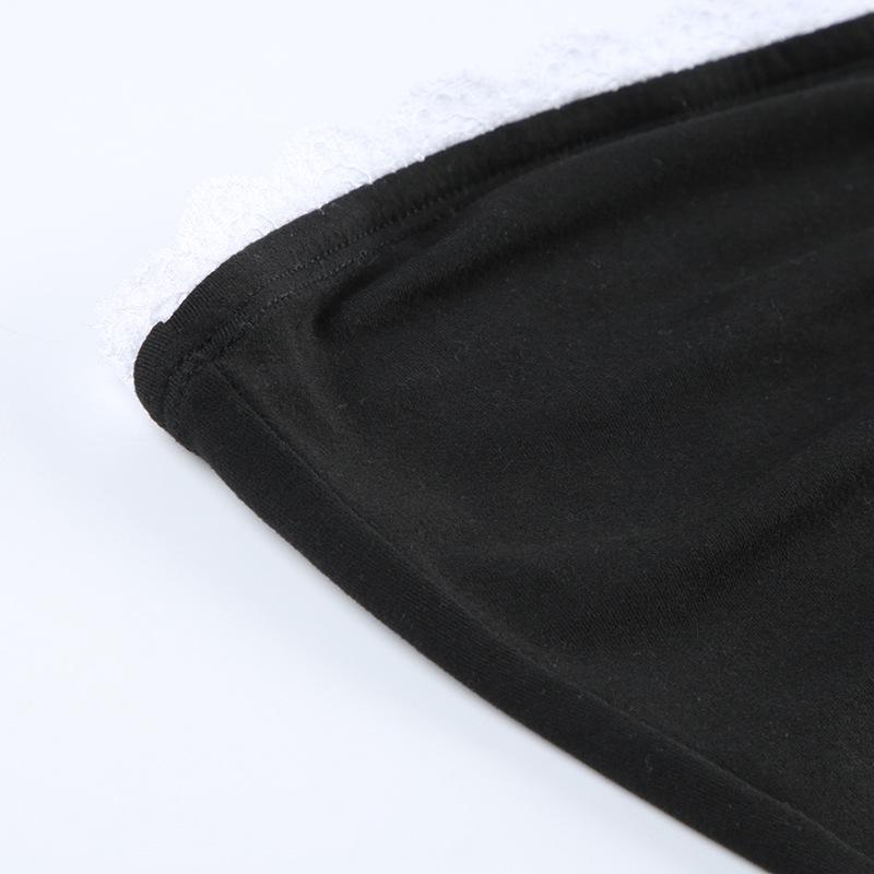Contrast Bow Stitched Tube Top Summer Harajuku 90s Strapless Women's Cropped Tops Vintage Y2k Casual Basic Tees Cute Vest