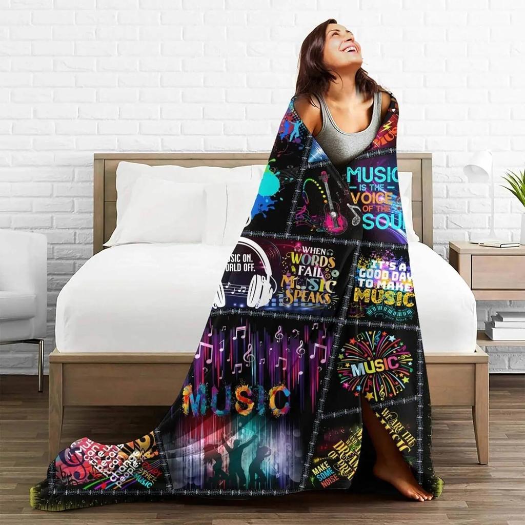 Blankets, Music Notebook Blankets, Gifts for Music Enthusiasts, Music Decoration Blankets, Soft Flange Blankets