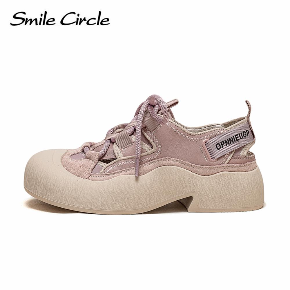 Echtes Leder, klobige, flache Schuhe, runde Zehen, Schnürschuhe, weiche Unterseite, Low-Top-Retro-Freizeitschuhe