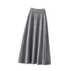 Knitted Skirt for Women Autumn and Winter High Waist Mid Length A-line Pleated Skirt
