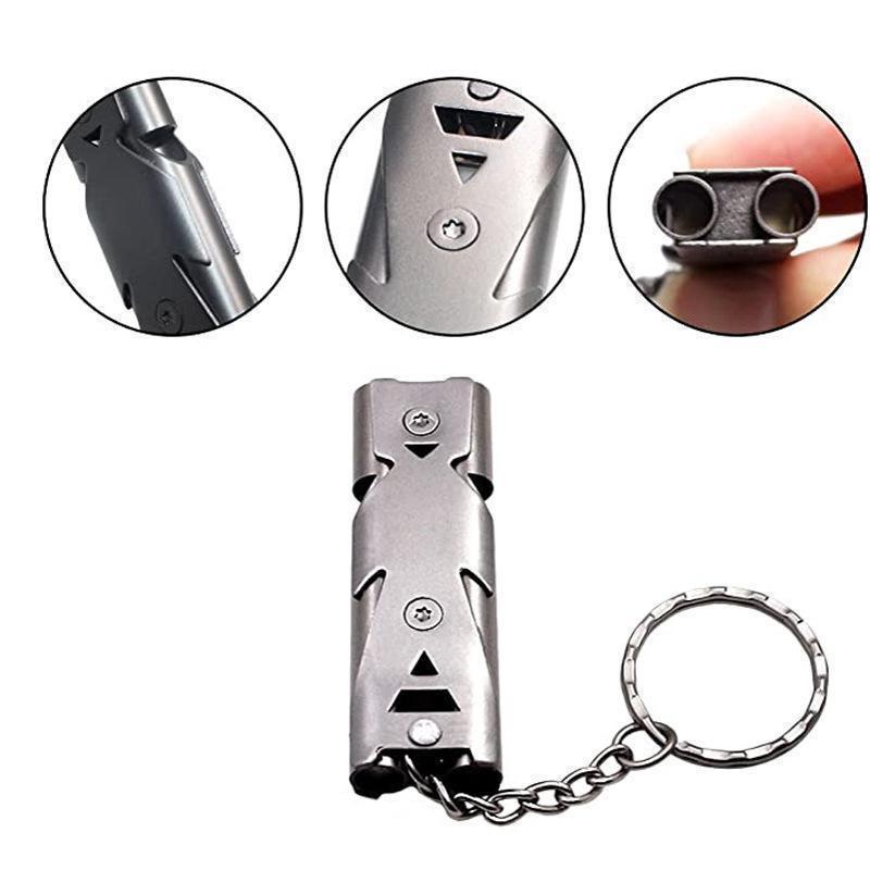 1 adet Çift Boru Düdük Kolye Anahtarlık Yüksek Desibel Açık Survival Acil Düdük Kamp Aracı Çok Fonksiyonlu Düdük