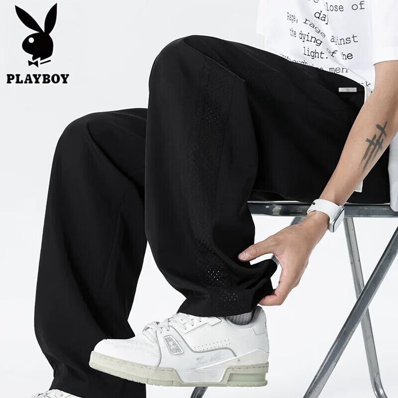 Playboy Men s Summer Ice Silk Straight-Leg Casual Pants L
