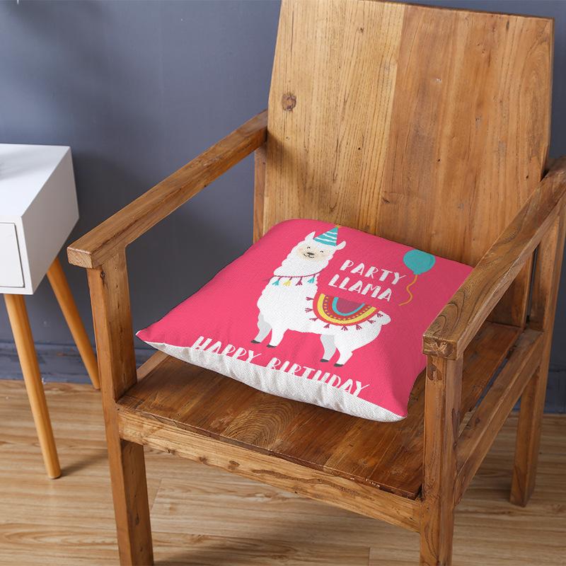 Ins Nordic Style Pillow Cover for Home Peach Skin Pillow Cartoon Animal Alpaca Car Pillow Sofa Cushion Cover