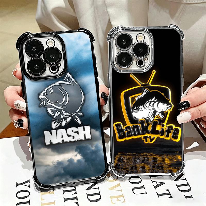 Nash Fishing Fish Mark Soft Phone Case For iPhone 15 16 17 Air 14 Pro Max 16E Plus 13 12 Mini Plating Anti-Fall Fundas