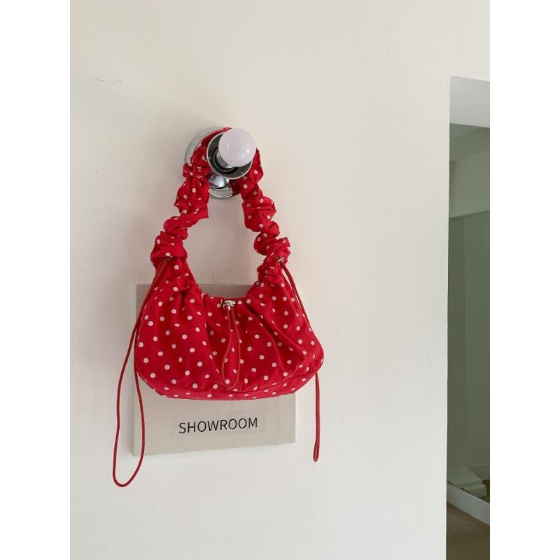 

Сумка через плечо в горошек женская маленькая свежая на шнурке плиссированная нейлоновая сумка-мессенджер женская новая маленькая квадратная сумка красный