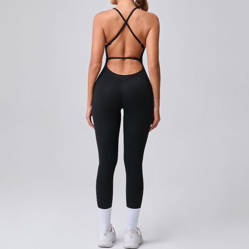 Adjustable shoulder straps, beautiful back, peach buttocks, sports and fitness clothes, tight one-piece yoga clothes, onesie 5. S чёрный