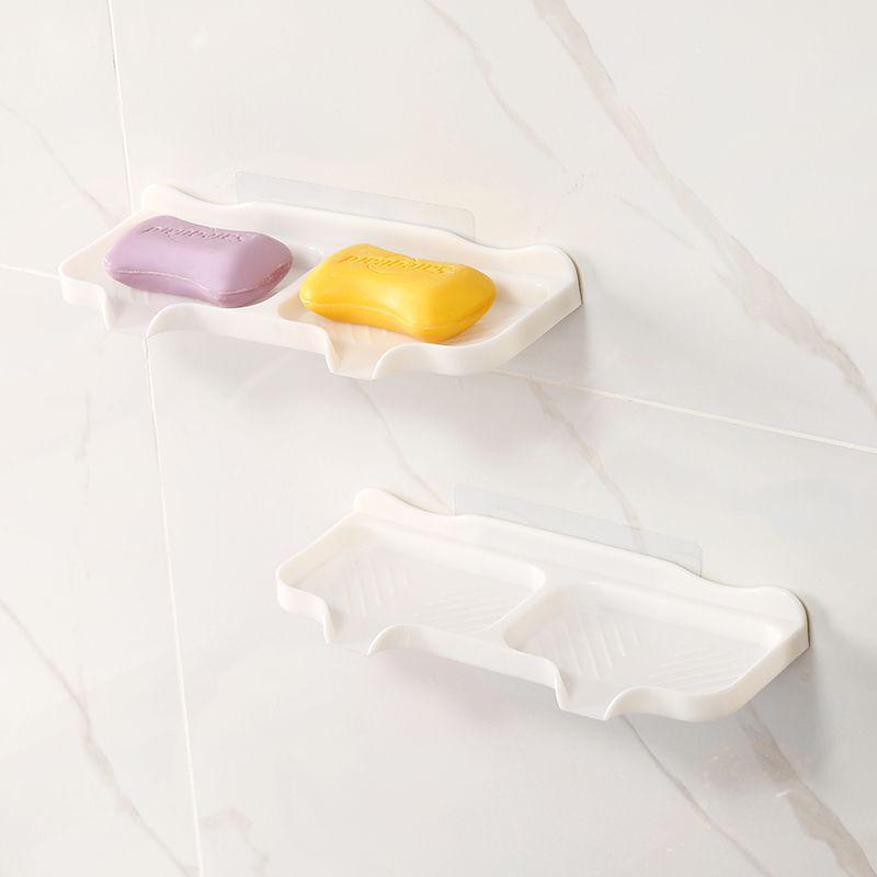 Wall-Mounted Double Soap Dish: Creative Punch-Free Storage Rack with Draining Feature for Bathroom and Toilet