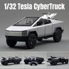 1/32 Tesla Cybertruck Pickup Toy Car Miniature Diecast Metal Off Road Vehicle Model Pull Back Sound Light Collection Gift Boy