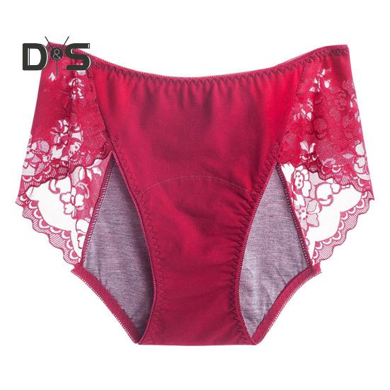 

Женские менструальные трусики, кружевные однотонные трусы больших размеров с подтяжкой средней талии, бесшовные эластичные герметичные трусы, женское нижнее белье L вино красного