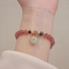 New Chinese Natural Strawberry Crystal Money Bag Bracelet Bangles Women Fashion Jewelry Accessories Gift