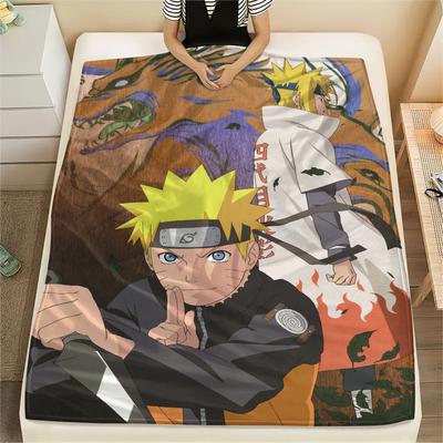 Cartoon Character Naruto Pattern Flannel Blanket, High Quality Comfortable for All Seasons, Home Decor, Warmth and Comfort, Perfect for Gifts.