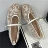 Sandali da Donna a Tacco Basso con Tessuto a Rete, Punta Tonda e Cinturino con Fibbia, Sandali da Donna Designer Ricamati Mule Scarpe Zapatos De Mujer
