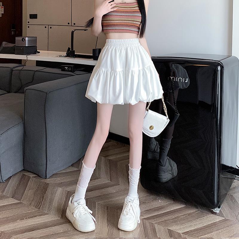 Letnia Słodka Spódnica A-Line Plus Size z Wysokim Stanem i Plisami dla Kobiet