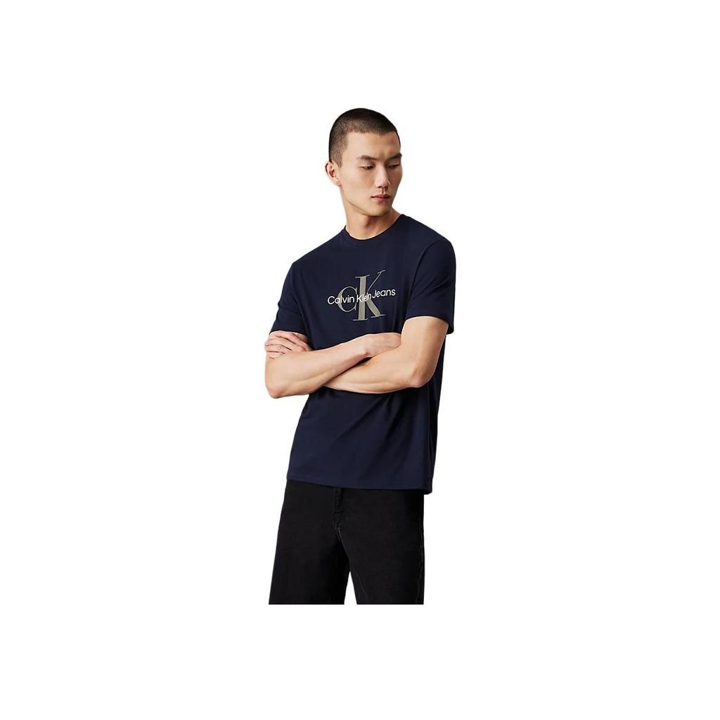 Calvin Klein Comfortable Daily Letter Print Round Neck Short Sleeve T-Shirt Men Tops Deep-Sapphire 00040EM286-CEF