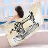 Vintage Sewing Machine Beach Towel Colorful Bath Towels for Girl Microfiber Quick Dry Sand Free Beach Yoga Spa Gym Pool