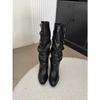 Spice Girl Pants Boots Colored Retro Pile Boots Rivet Pointed Tall Locomotive Boots Medium Heel Boots