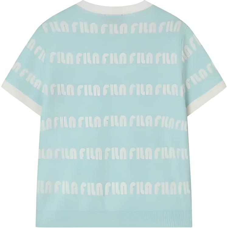 Fila Logo All Over Print Crew Neck Short Sleeve T-Shirt Women T-Shirts Light-Green F11W319404F-TQ