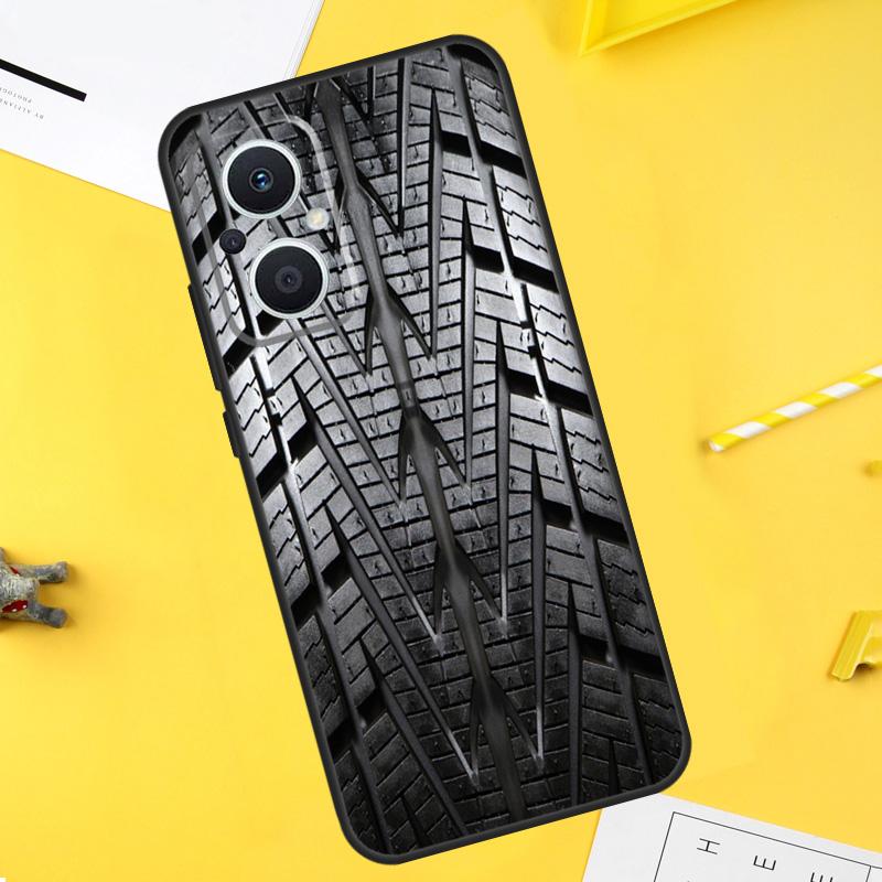 

Black Tire Tyre Tread Texture For OPPO Reno 14F 13F 12F 11F 10 11 12 13 14 Pro 8T 7 8 Lite OPPO Find X9 X8 X6 X5 Pro Case OPPO Reno7 4G