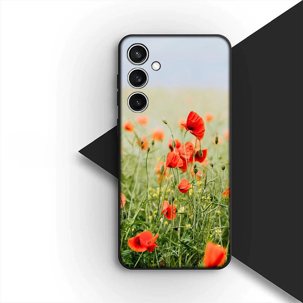 Cover for Apple iPhone 12 13 Pro XS Max Mini ProMax X XR Air 13Pro Casing Phone Case Red P-Poppys Flower Bloom Elegant