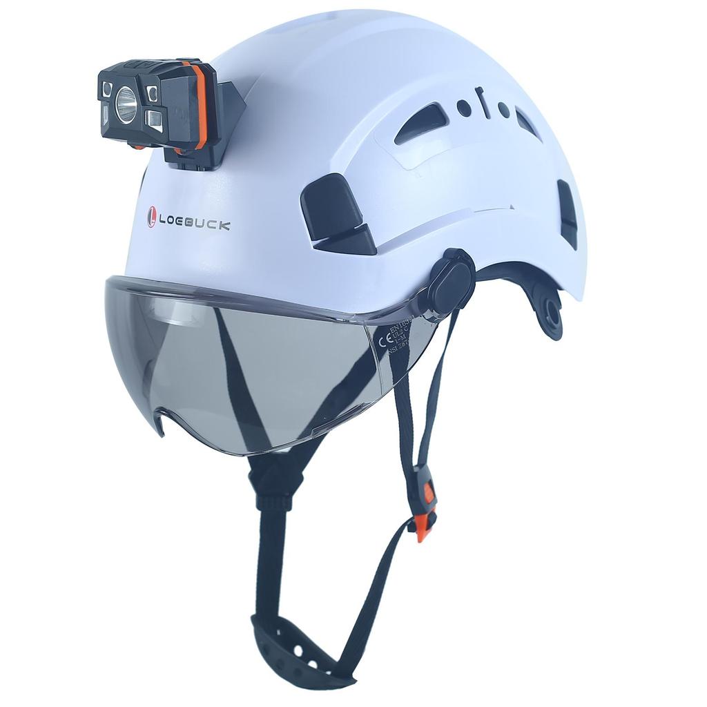 LOEBUCK Safety Helmet with Goggles & LED Headlight, Industrial Hard Hat for Construction Work 53-64cm