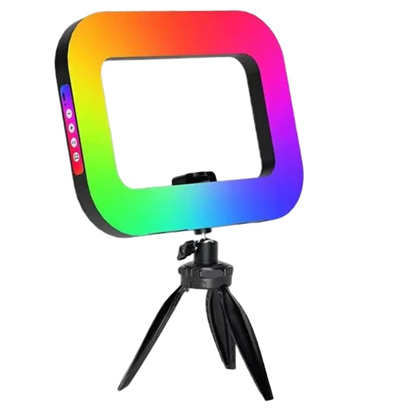 Rgb Handheld Rechargeable Led Ring Fill Light Portable Desktop Selfie Light For Phone Live Broadcast Photography