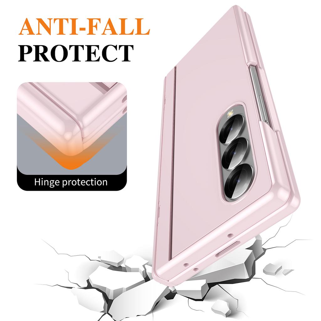 For Samsung Galaxy Z Fold4 5G PC Phone Case with Back Cover Kickstand and Tempered Glass Film