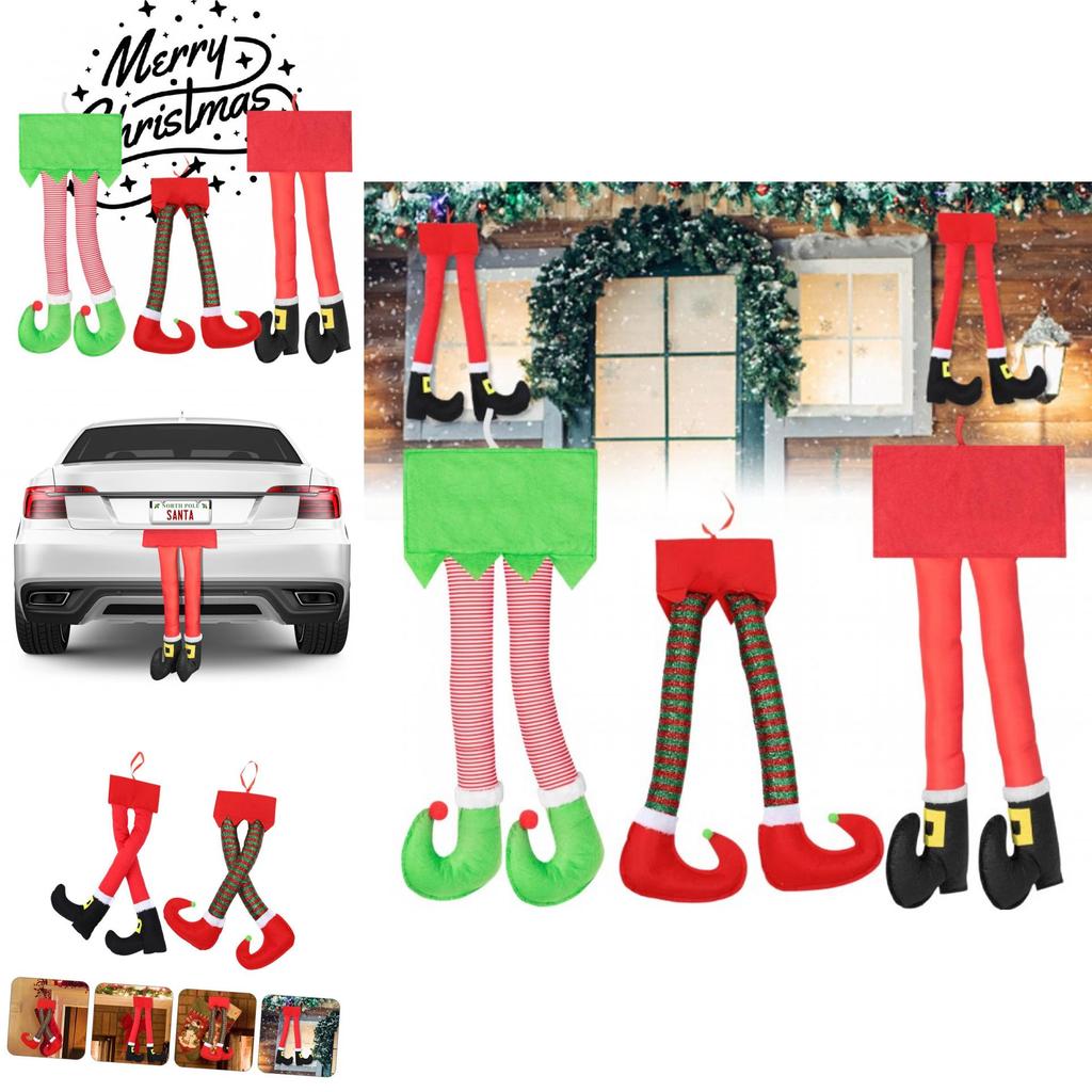 Festive Cross-border Christmas Elf Legs Adorned With Classic Red And Green Stripes