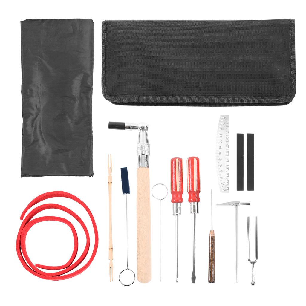 Piano Tuning Tool Hammer Measuring Ruler Stop Belt Screwdriver Soundproof Fork Storage Bag