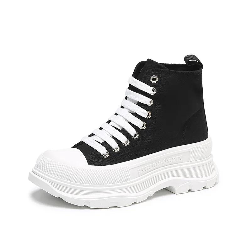 High top couple canvas shoes 2024 new thick soled casual shoes for both men and women outdoor morning running sports shoes