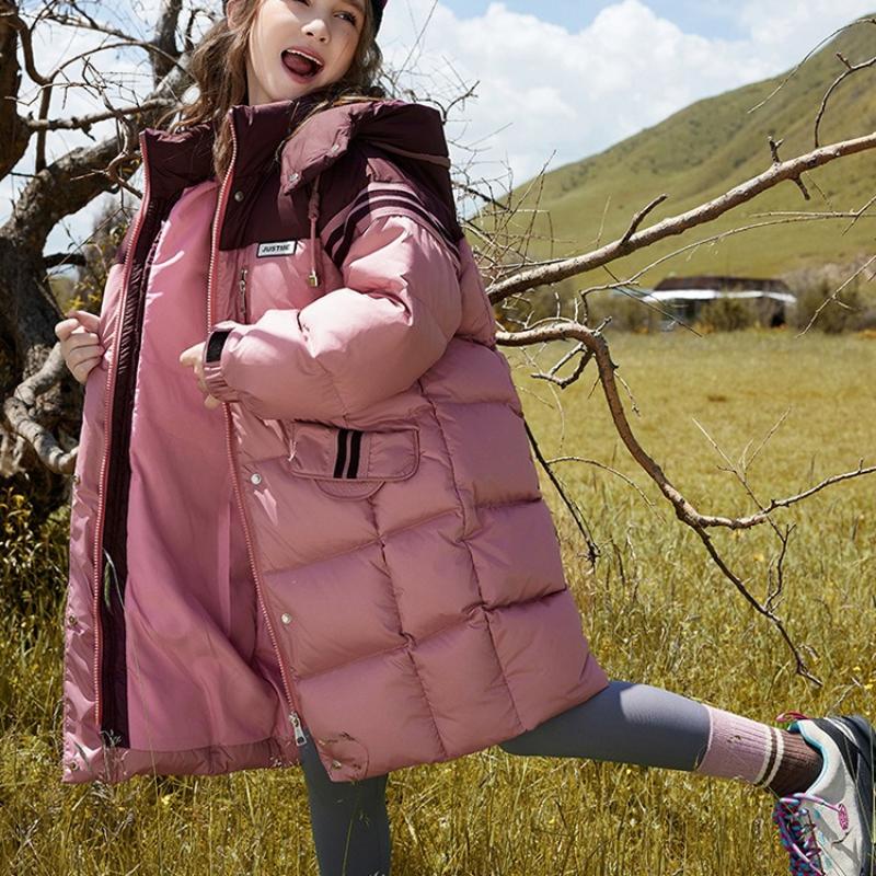 Children's Down Jacket, Long-length Coat for Girls, Hooded, Thick and Warm Winter Outerwear