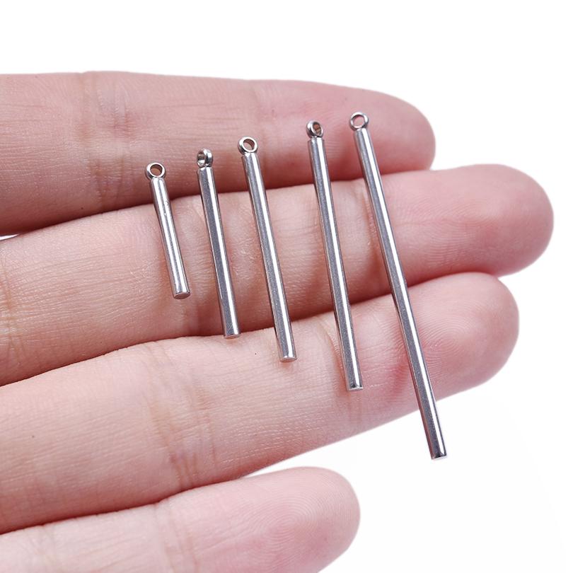 10Pcs Silvergold Color Smooth Long Cylinder Pendant Stainless Steel Charm For Jewelry Making Supplies Diy Earring Necklace Bulk