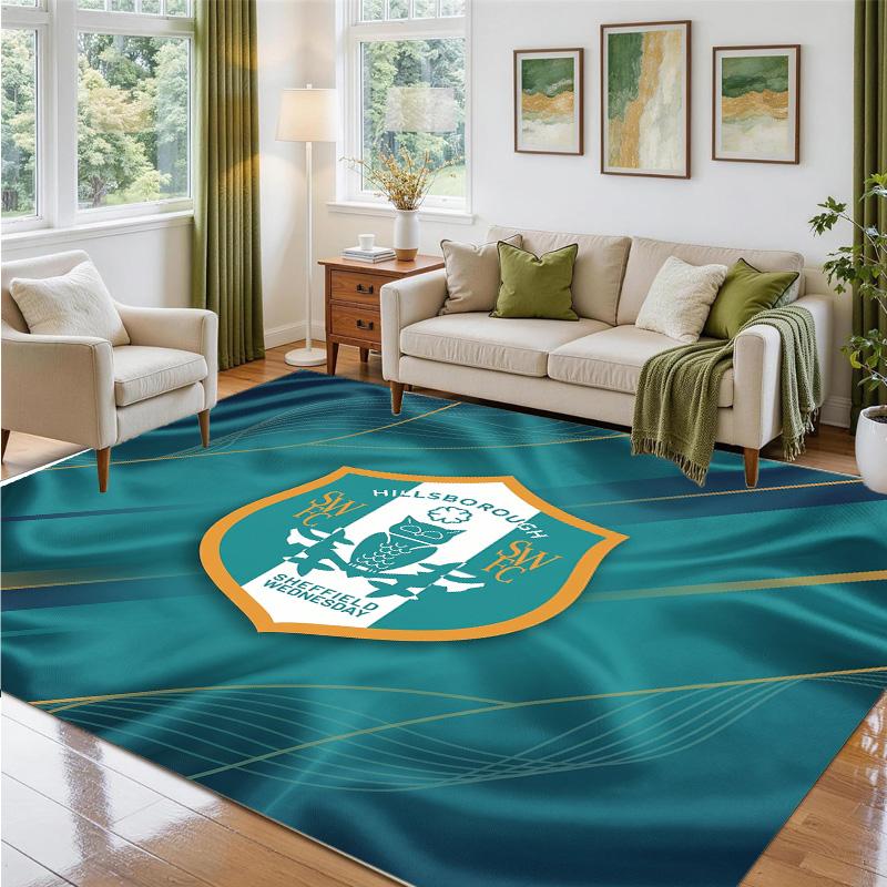 Sheffield Wednesday Design Crystal Velvet Rug Soft Decorative Mat for Bedroom Entrance