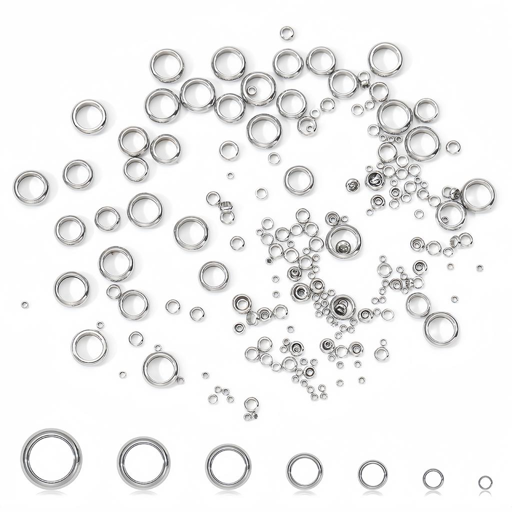 100pcs Stainless Steel Spacer Loose Beads 1.5mm 2mm 3mm 4mm 5mm 6mm 7mm Big Hole Bead for DIY Necklace Bracelet Jewelry Supplies