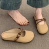 Zapatos Baotou Zapatillas de media punta Zapatillas de suela plana Zapatillas de un pie Chanclas para personas perezosas