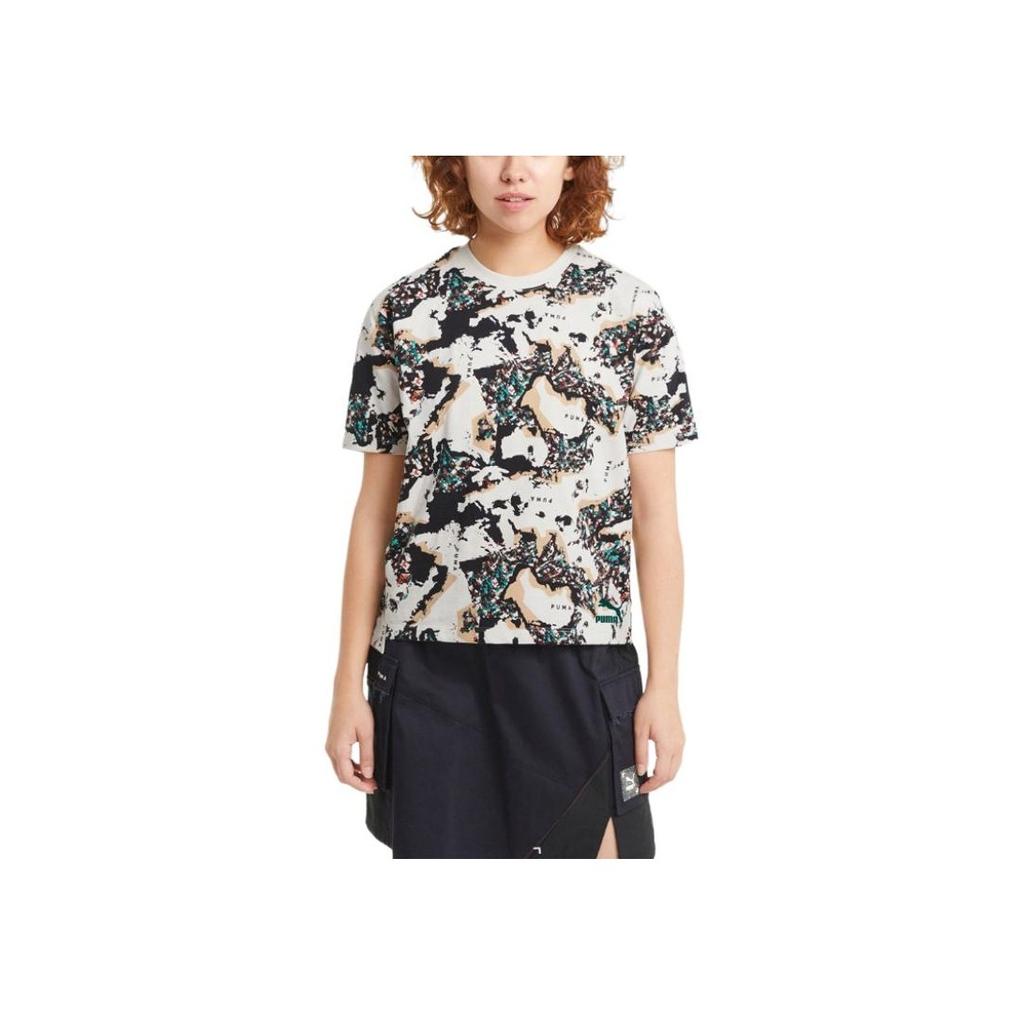 Puma Loose Breathable Short Sleeve Drop Shoulder T-Shirt Women Tops White Black 587414-99