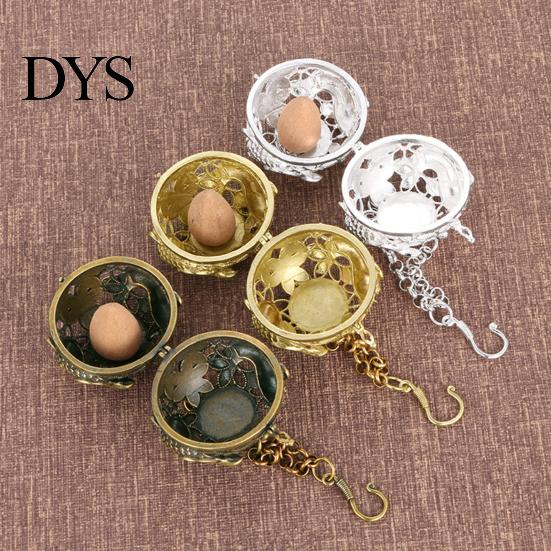Mini Incense Burner Decorative Artistic Exquisite Reduce Anxiety Pure Brass Aromatherapy Furnace Retro Hollow-out Car Pendant for Home Censer