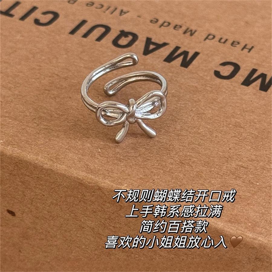Metal irregular bow ring cold wind open index finger ring personalized simple ring