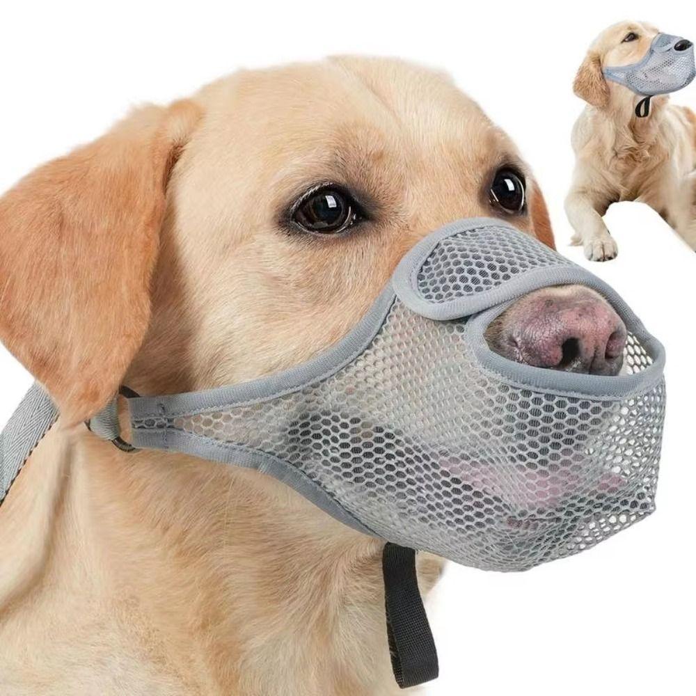 Adjustable Strap Mesh Dog Muzzle Breathable Pet Mouth Mask Comfortable Dog Mouth Cover  Medium Dogs
