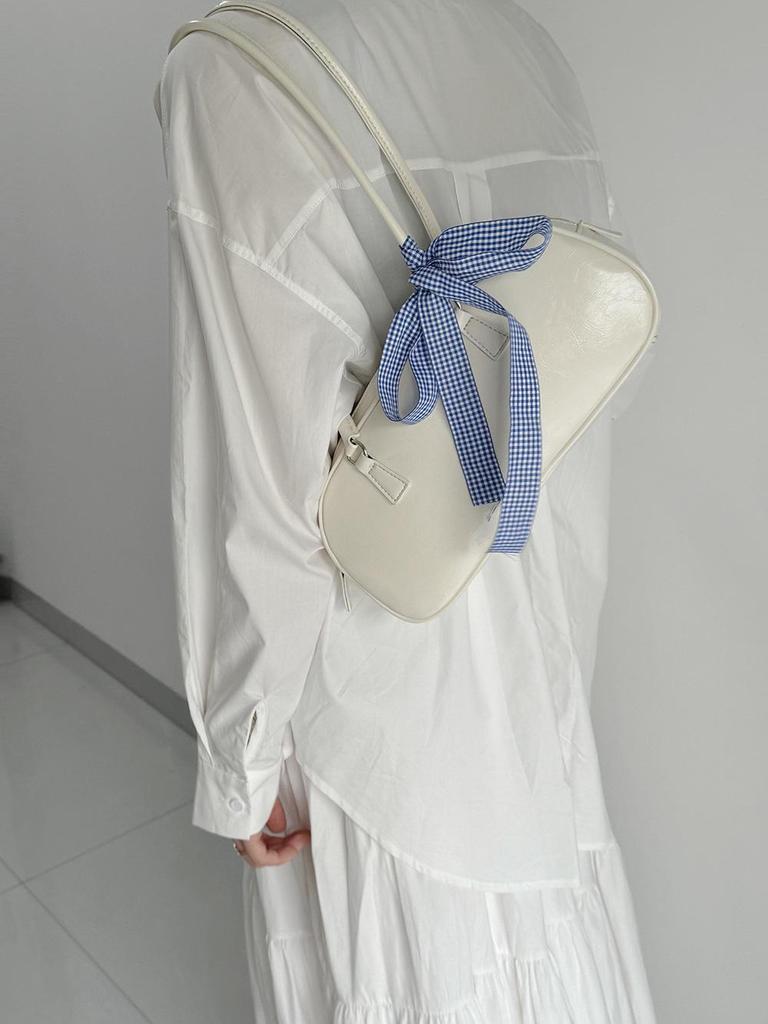 Silver Ballet Bow Handbag 2024: Trendy Korean-Style Niche Armpit Bag with Large Capacity
