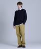 BASIC HOUSE Cable Round Neck Knit Navy Lykt7101